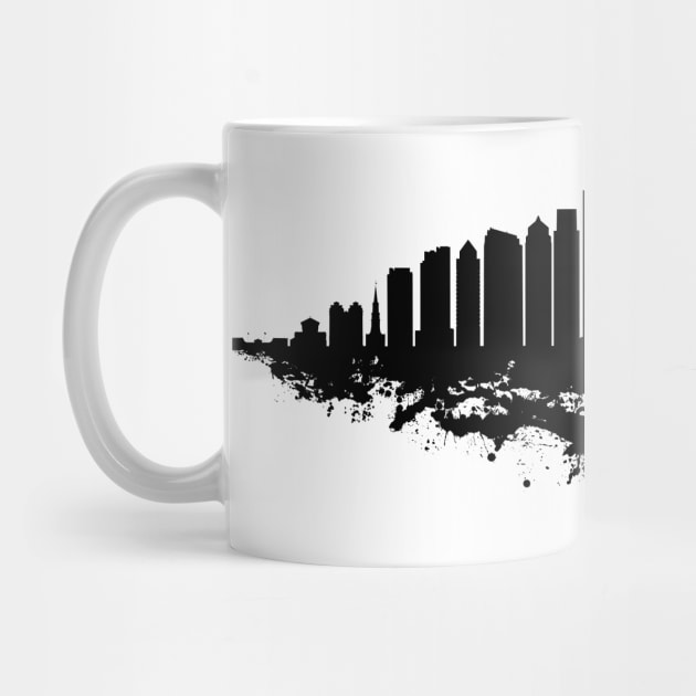 Philadelphia City Skyline - Watercolor Black and White by SPJE Illustration Photography